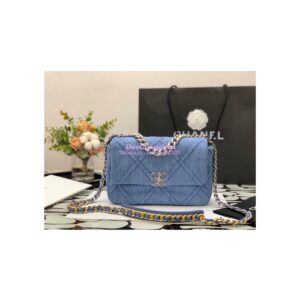 Replica Chanel 22P 19 Flap Bag Denim with Silver Hardware AS1160