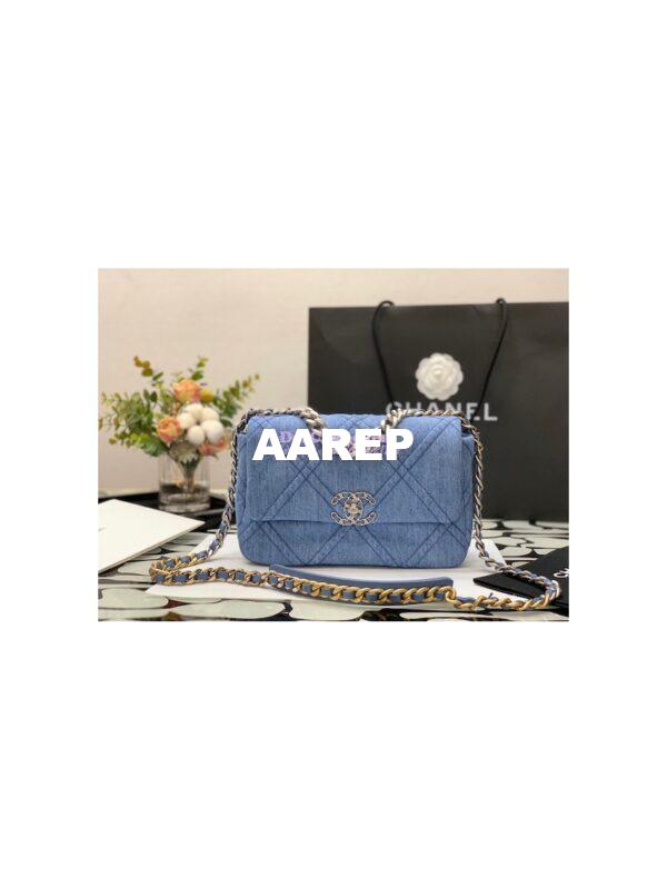 Replica Chanel 22P 19 Flap Bag Denim with Silver Hardware AS1160 3