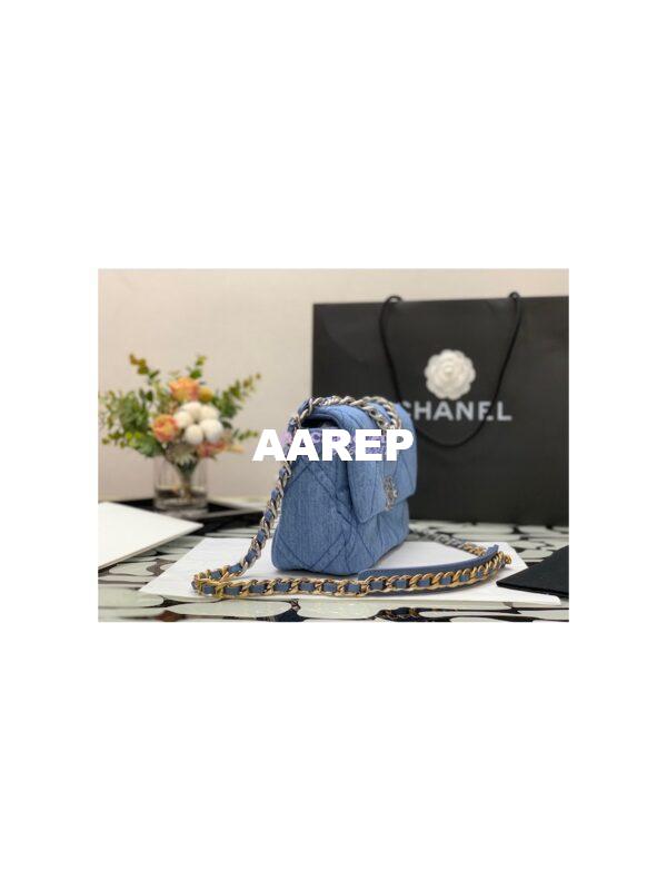 Replica Chanel 22P 19 Flap Bag Denim with Silver Hardware AS1160 4