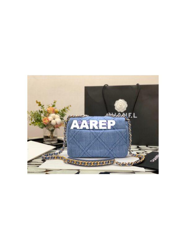 Replica Chanel 22P 19 Flap Bag Denim with Silver Hardware AS1160 7