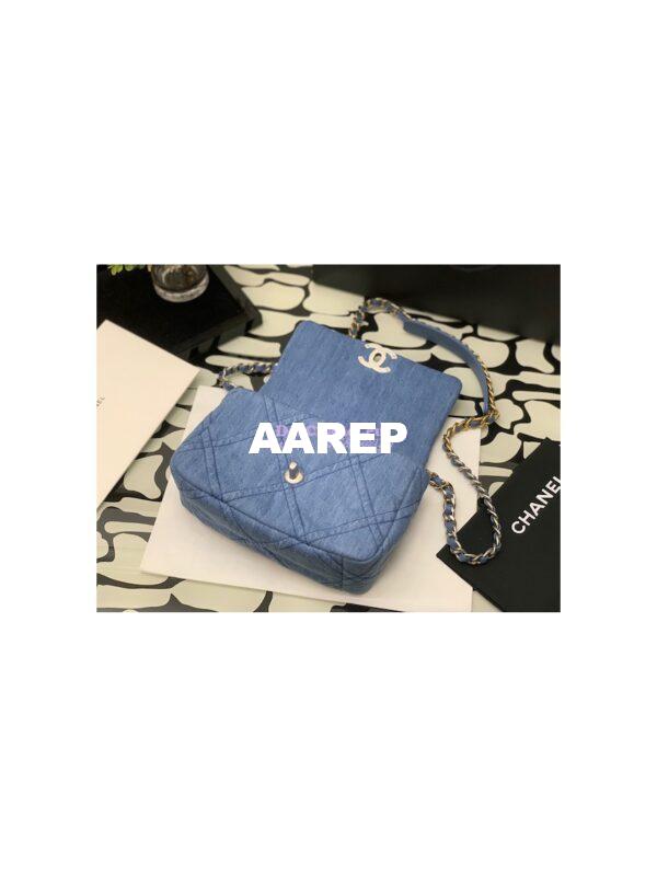Replica Chanel 22P 19 Flap Bag Denim with Silver Hardware AS1160 9