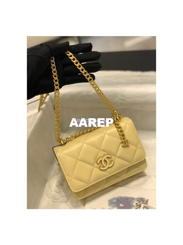 Replica Chanel Clutch With Chain in Lambskin AP2635 Yellow 3