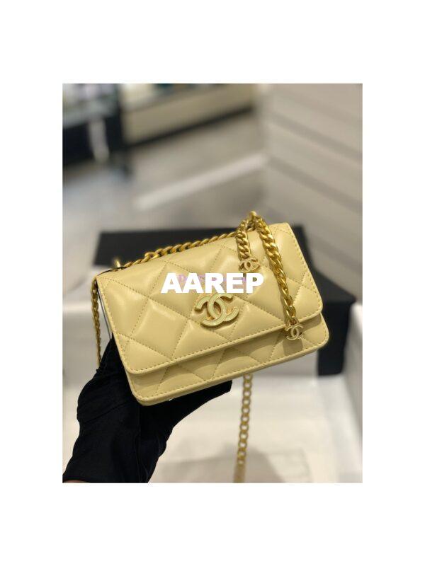 Replica Chanel Clutch With Chain in Lambskin AP2635 Yellow 4