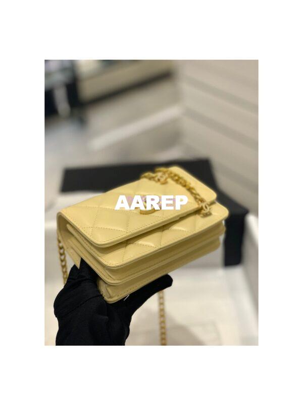 Replica Chanel Clutch With Chain in Lambskin AP2635 Yellow 5