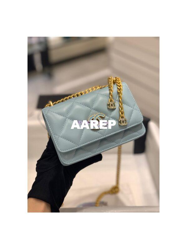 Replica Chanel Clutch With Chain in Lambskin AP2635 Light Blue 4