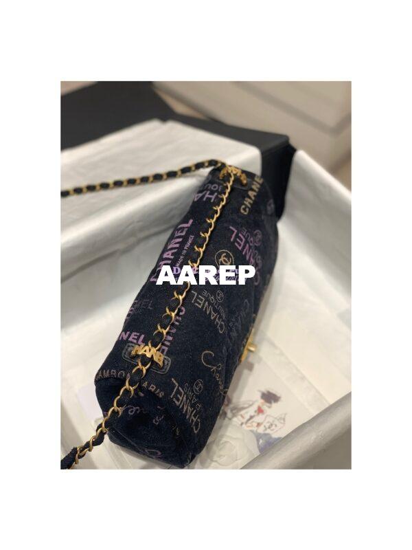Replica Chanel Small Flap Bag in Printed Denim in Black and Multicolor AS3135 6