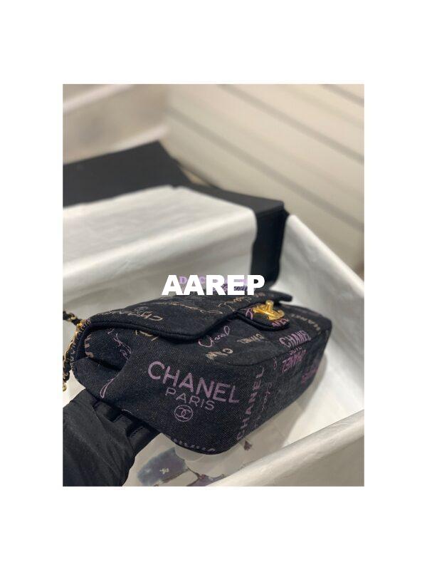 Replica Chanel Small Flap Bag in Printed Denim in Black and Multicolor AS3135 7