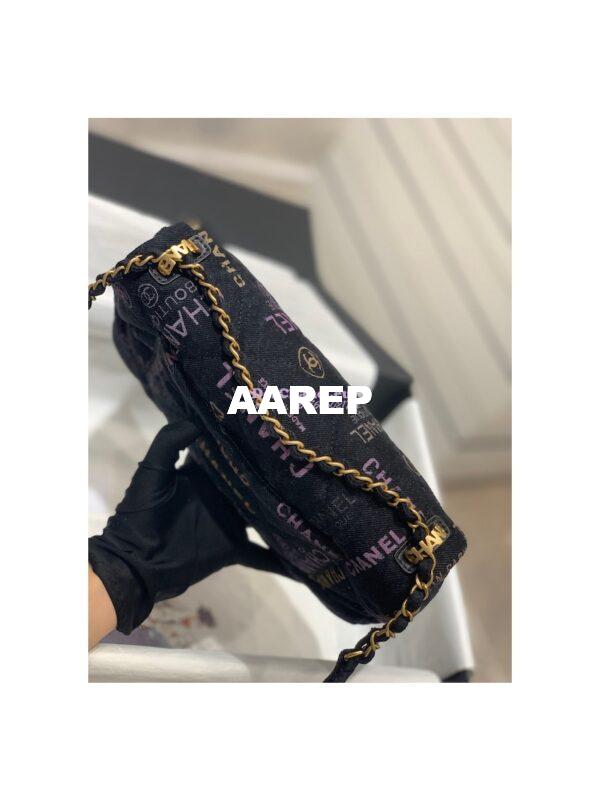 Replica Chanel Small Flap Bag in Printed Denim in Black and Multicolor AS3135 8