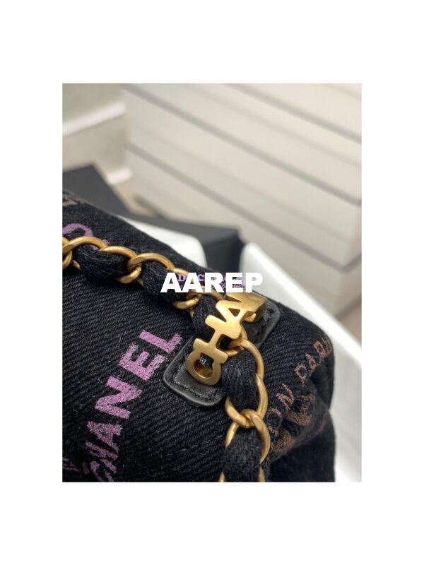 Replica Chanel Small Flap Bag in Printed Denim in Black and Multicolor AS3135 9