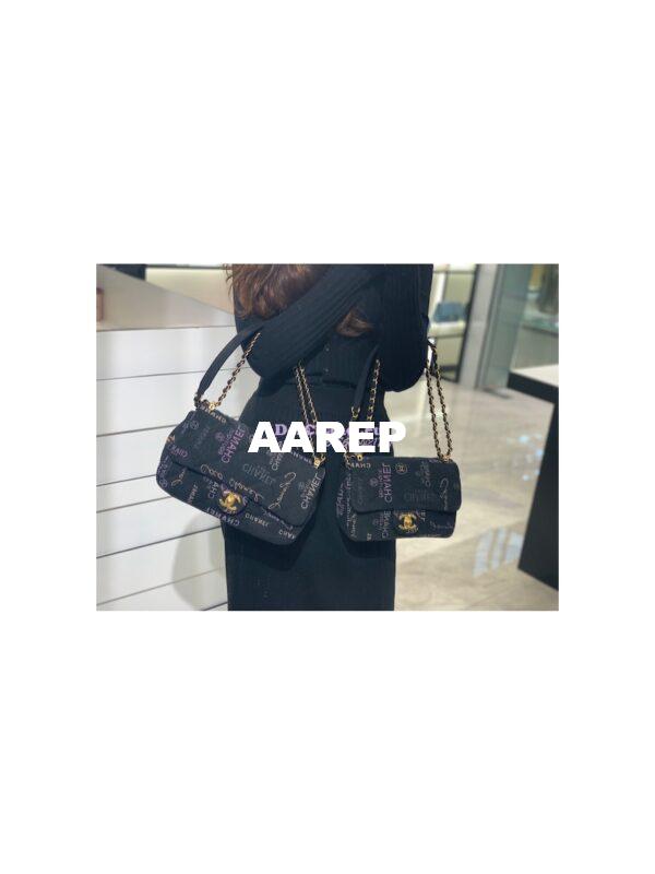 Replica Chanel Small Flap Bag in Printed Denim in Black and Multicolor AS3135 18