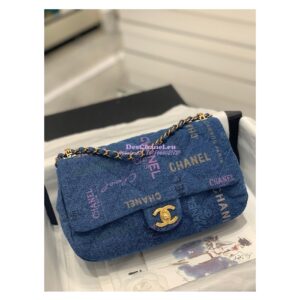 Replica Chanel Small Flap Bag in Printed Denim in Blue and Multicolor AS3135