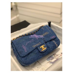 Replica Chanel Small Flap Bag in Printed Denim in Blue and Multicolor AS3135 2