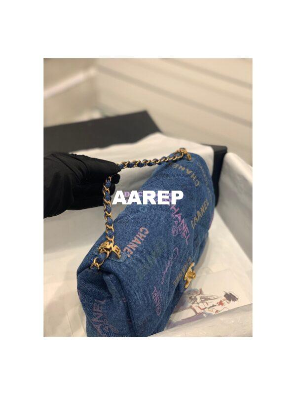Replica Chanel Small Flap Bag in Printed Denim in Blue and Multicolor AS3135 6