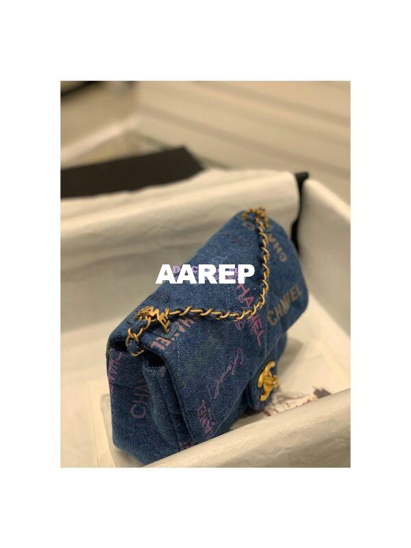 Replica Chanel Small Flap Bag in Printed Denim in Blue and Multicolor AS3134 6