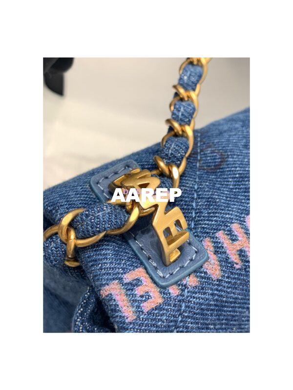 Replica Chanel Small Flap Bag in Printed Denim in Blue and Multicolor AS3134 7