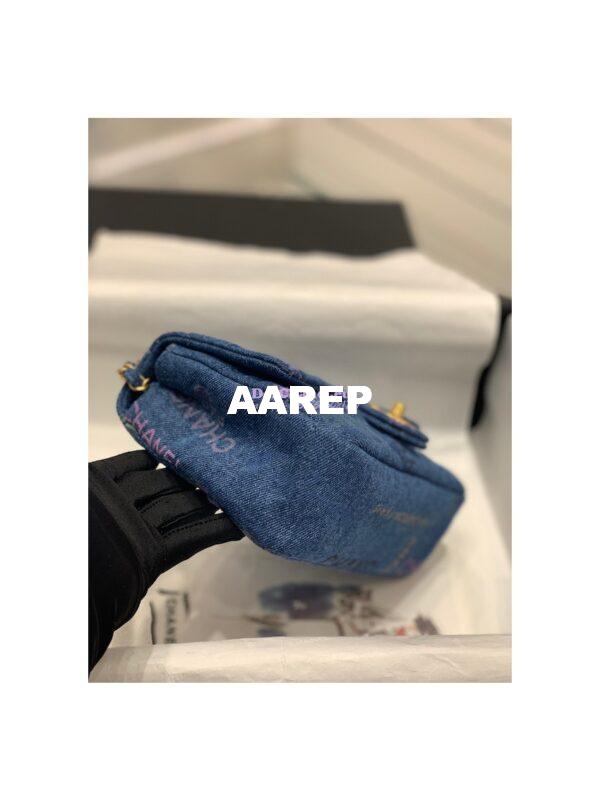 Replica Chanel Small Flap Bag in Printed Denim in Blue and Multicolor AS3134 10