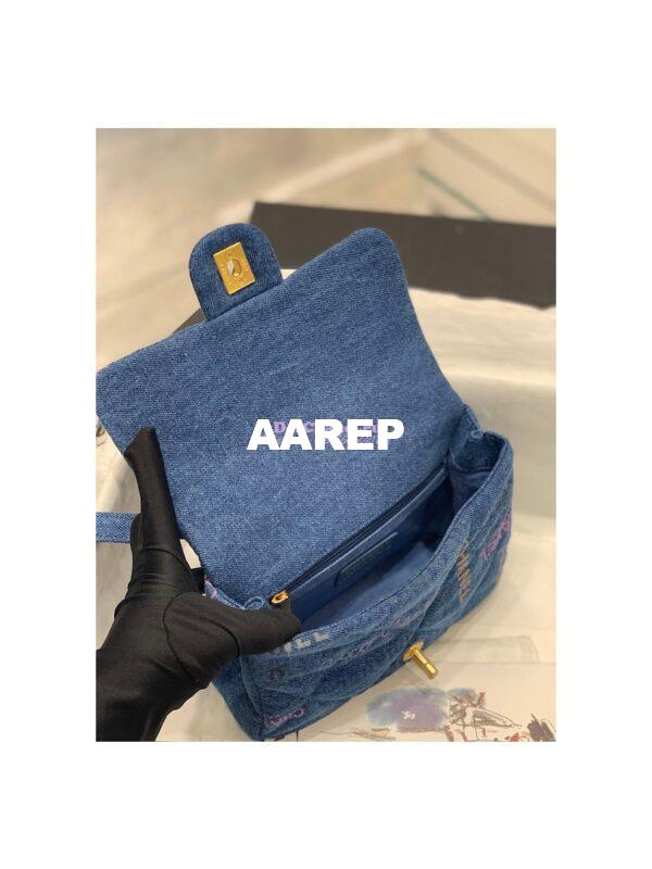 Replica Chanel Small Flap Bag in Printed Denim in Blue and Multicolor AS3134 12