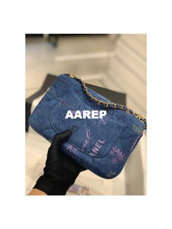 Replica Chanel Small Flap Bag in Printed Denim in Blue and Multicolor AS3134 16