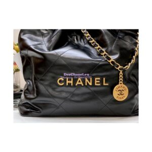 Replica Chanel 22 Handbag Shiny Calfskin AS3260 AS3261 Black 2