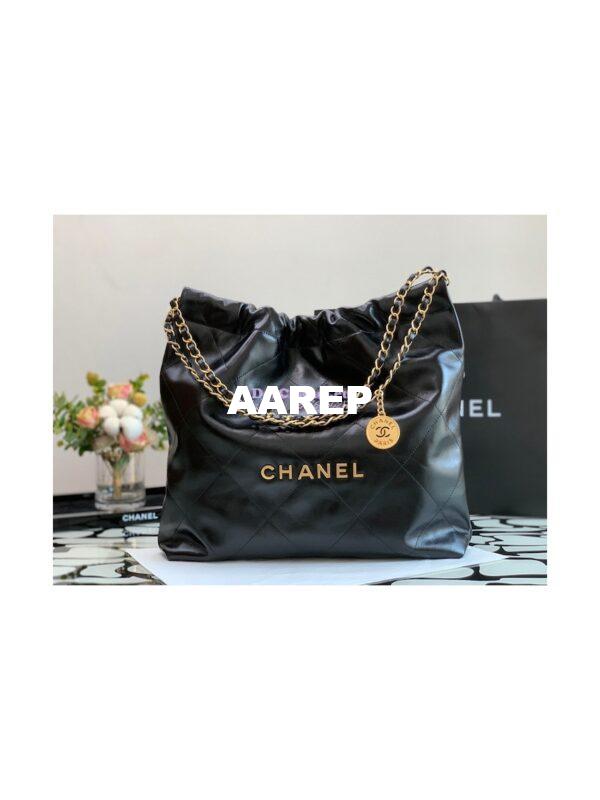 Replica Chanel 22 Handbag Shiny Calfskin AS3260 AS3261 Black 13