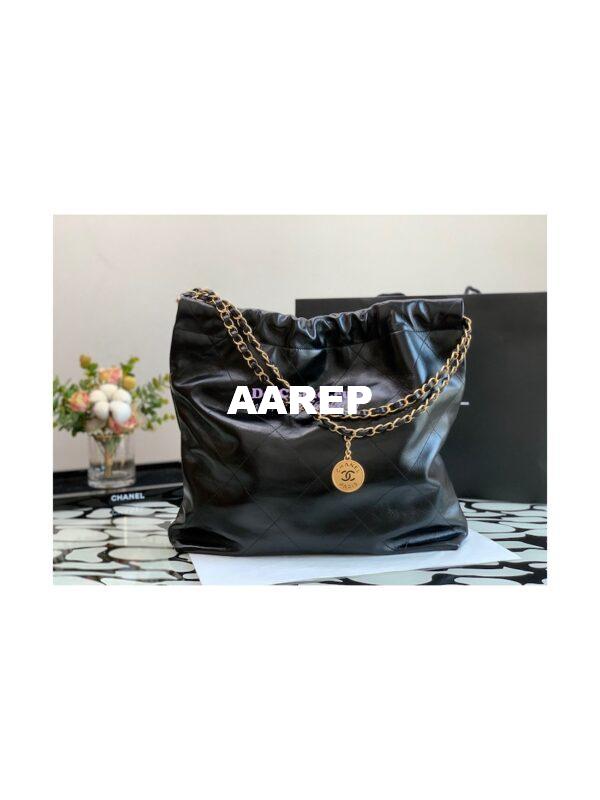 Replica Chanel 22 Handbag Shiny Calfskin AS3260 AS3261 Black 17