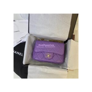 Replica Chanel Mini Flap Bag in Lambskin with Enamel CC AS3113 Purple