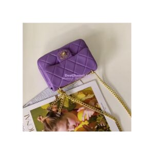 Replica Chanel Mini Flap Bag in Lambskin with Enamel CC AS3113 Purple 2
