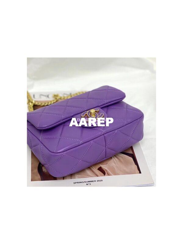 Replica Chanel Mini Flap Bag in Lambskin with Enamel CC AS3113 Purple 6