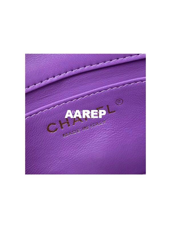 Replica Chanel Mini Flap Bag in Lambskin with Enamel CC AS3113 Purple 12