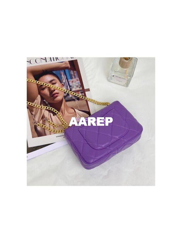 Replica Chanel Mini Flap Bag in Lambskin with Enamel CC AS3113 Purple 13
