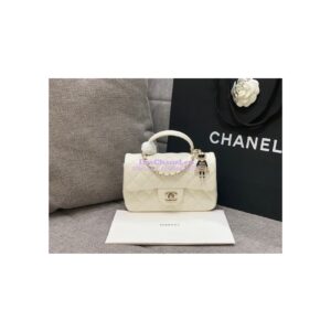 Replica Chanel Limited Edition Lambskin Mini Flap Bag With Top Handle White AS2431 with Charms