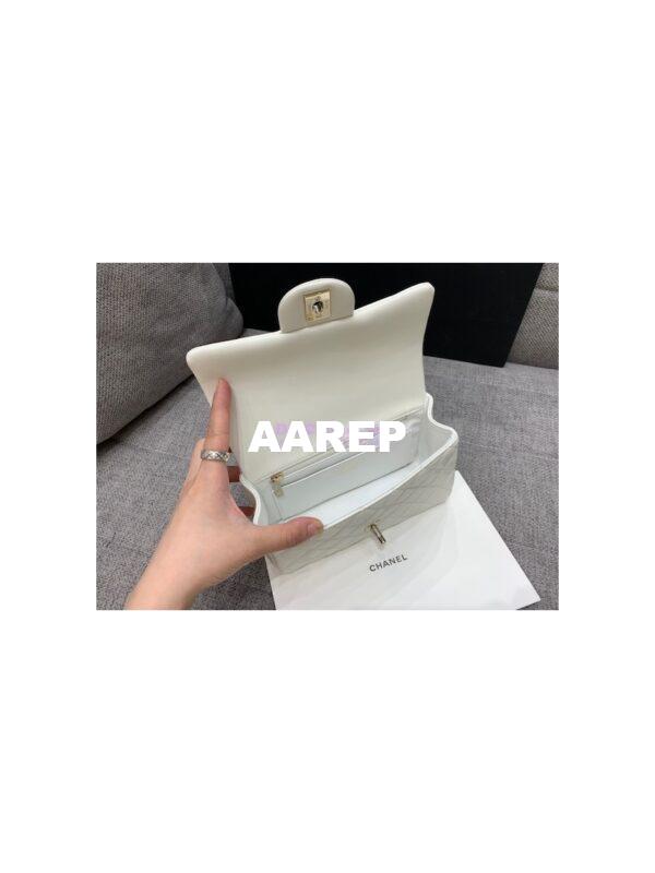 Replica Chanel Limited Edition Lambskin Mini Flap Bag With Top Handle White AS2431 with Charms 5