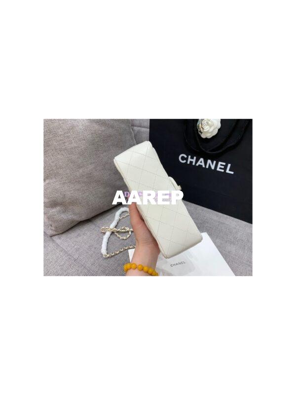 Replica Chanel Limited Edition Lambskin Mini Flap Bag With Top Handle White AS2431 with Charms 8