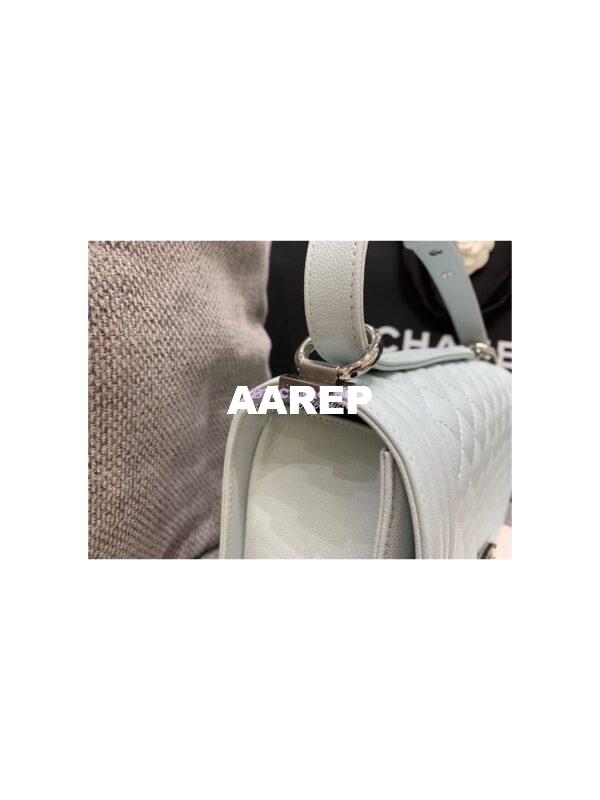 Replica Chanel Medium Boy Handbag in Grained Calfskin with Shining Hardware 67086 Light Blue 15