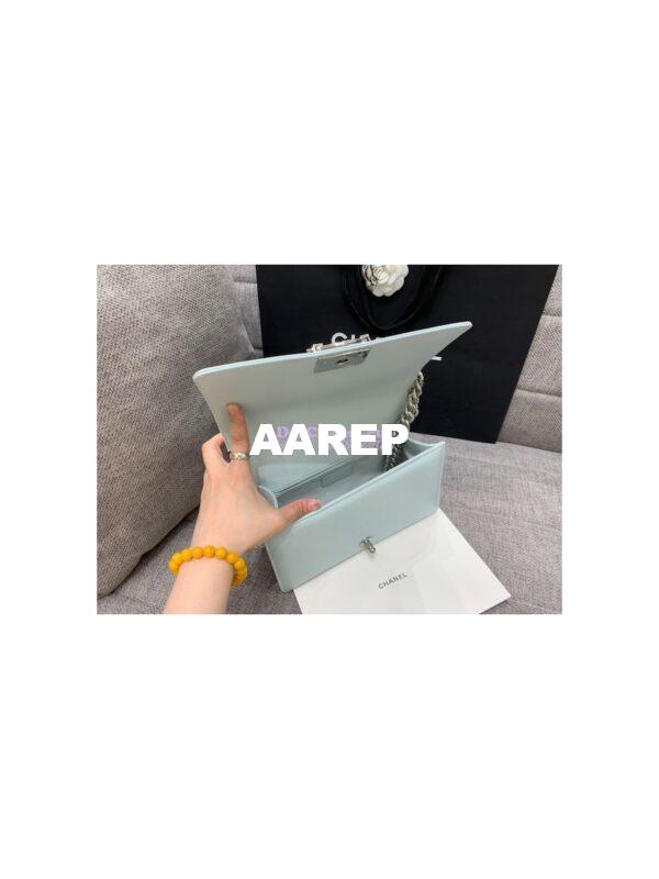 Replica Chanel Medium Boy Handbag in Grained Calfskin with Shining Hardware 67086 Light Blue 16