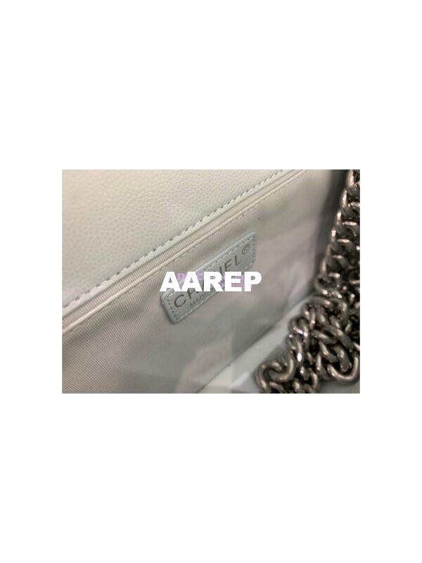 Replica Chanel Medium Boy Handbag in Grained Calfskin with Shining Hardware 67086 Light Blue 17