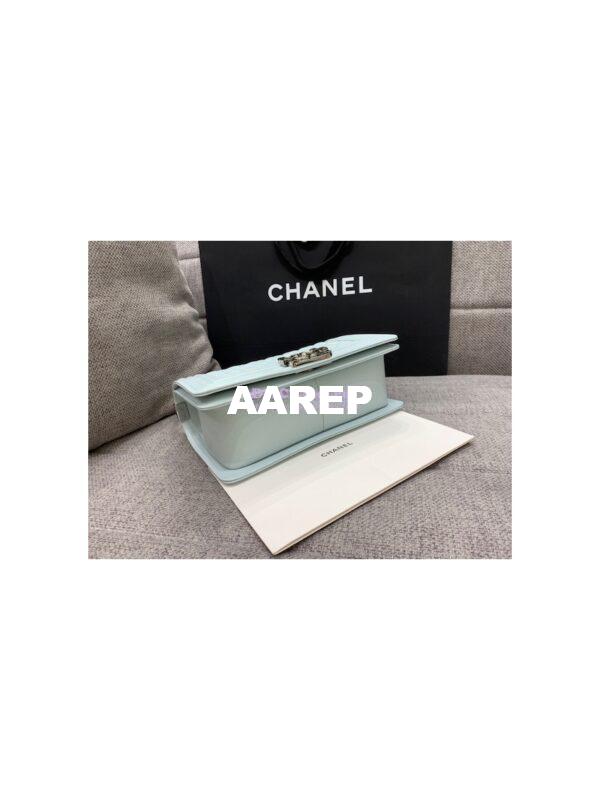 Replica Chanel Medium Boy Handbag in Grained Calfskin with Shining Hardware 67086 Light Blue 18