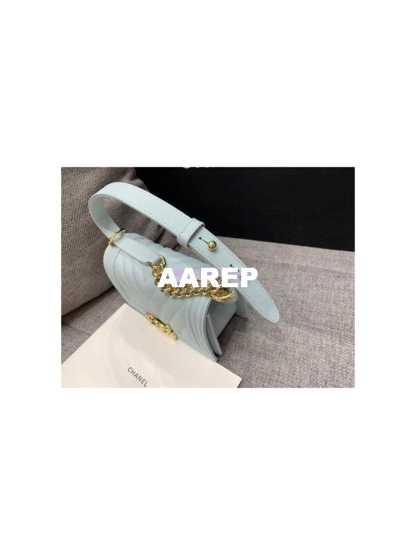 Replica Chanel Small Boy in Chevron Grained Calfskin with Shining Hardware 67085 Light Blue 8