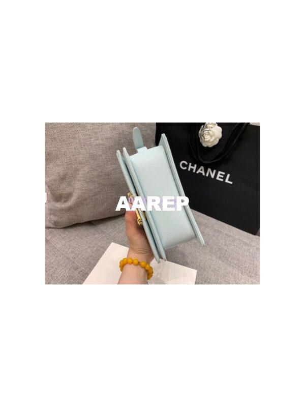 Replica Chanel Small Boy in Chevron Grained Calfskin with Shining Hardware 67085 Light Blue 9