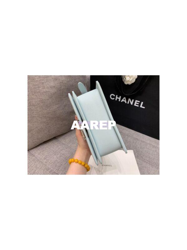 Replica Chanel Small Boy in Chevron Grained Calfskin with Shining Hardware 67085 Light Blue 17