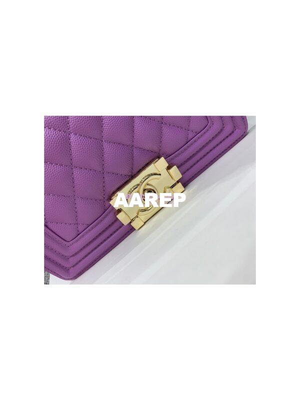 Replica Chanel Small Boy Handbag in Grained Calfskin with Shining Gold Hardware 67085 Purple 6