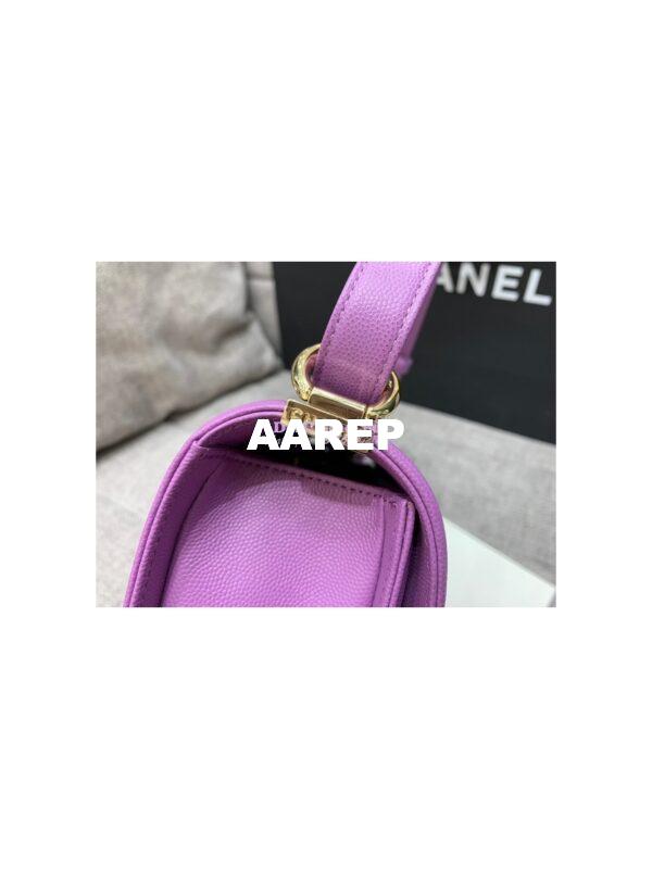 Replica Chanel Small Boy Handbag in Grained Calfskin with Shining Gold Hardware 67085 Purple 7
