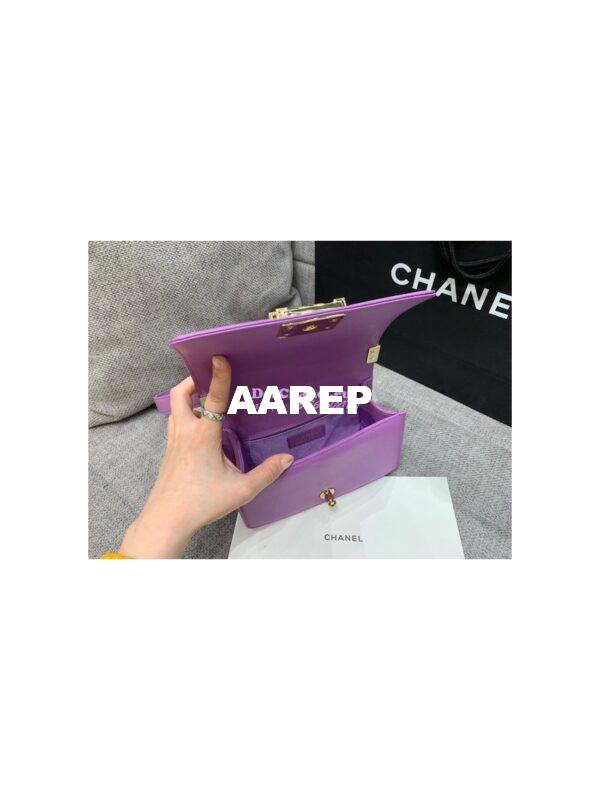 Replica Chanel Small Boy Handbag in Grained Calfskin with Shining Gold Hardware 67085 Purple 8