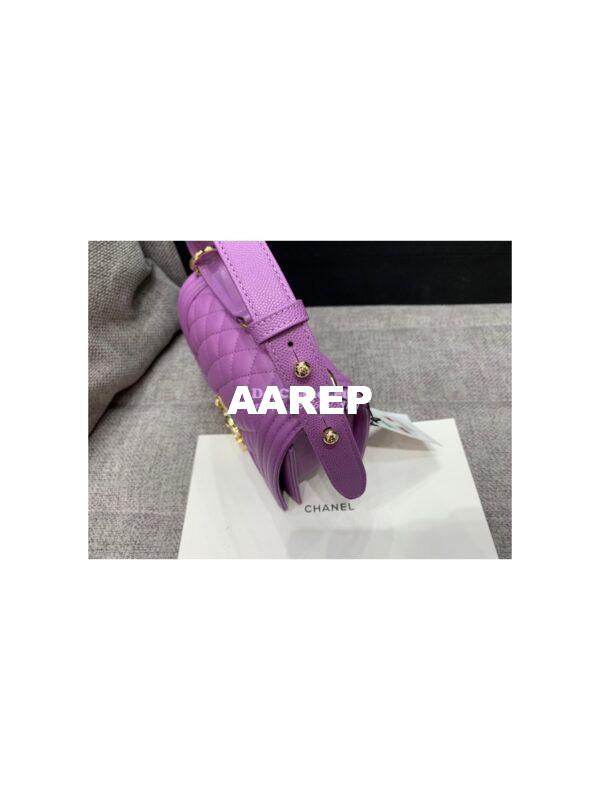 Replica Chanel Small Boy Handbag in Grained Calfskin with Shining Gold Hardware 67085 Purple 10