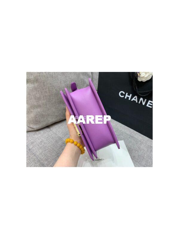 Replica Chanel Small Boy Handbag in Grained Calfskin with Shining Gold Hardware 67085 Purple 11