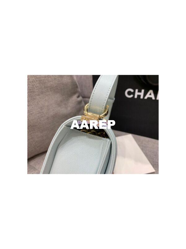 Replica Chanel Small Boy Handbag in Grained Calfskin with Shining Gold Hardware 67085 Light Blue 5