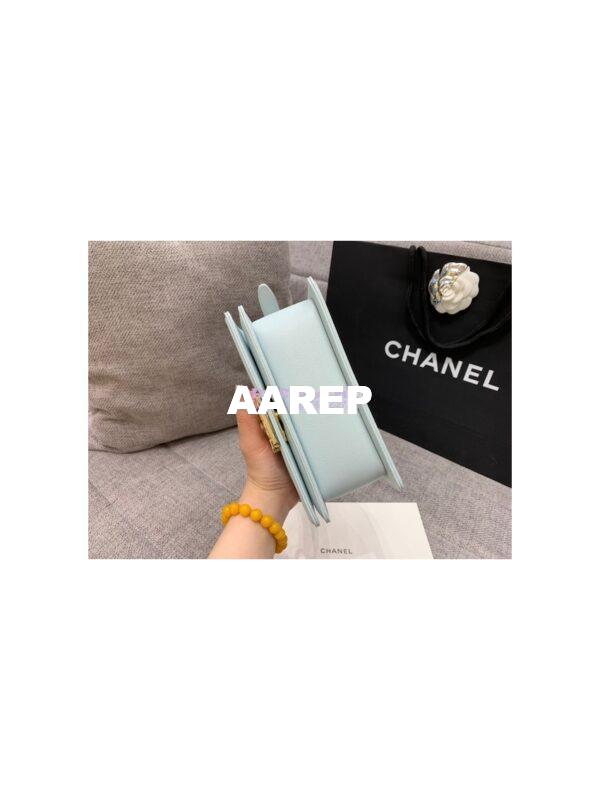 Replica Chanel Small Boy Handbag in Grained Calfskin with Shining Gold Hardware 67085 Light Blue 6
