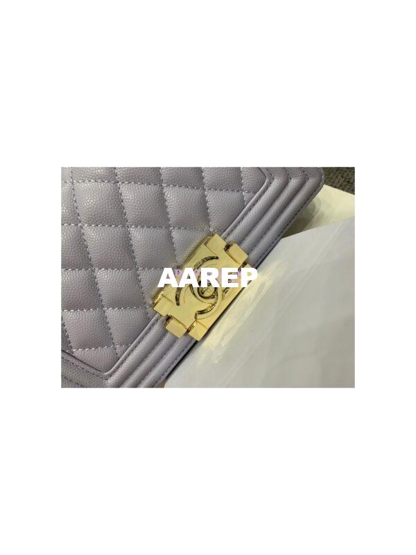 Replica Chanel Small Boy Handbag in Grained Calfskin with Shining Gold Hardware 67085 Light Purple 5