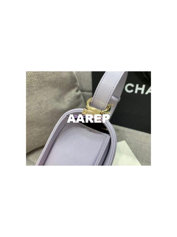 Replica Chanel Small Boy Handbag in Grained Calfskin with Shining Gold Hardware 67085 Light Purple 6
