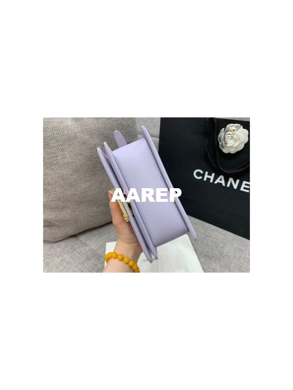 Replica Chanel Small Boy Handbag in Grained Calfskin with Shining Gold Hardware 67085 Light Purple 9